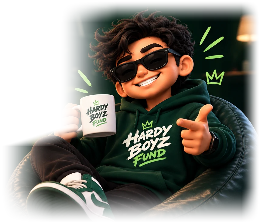 Hardy Boyz mascot with a coffee mug